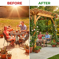 10 Ft. X 10 Ft. Traditional All Cedar Wood Outdoor Patio Pergola Shade Structure — Before & After