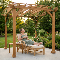 10 Ft. X 10 Ft. Traditional All Cedar Wood Outdoor Patio Pergola Shade Structure — Lifestyle
