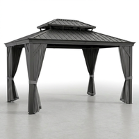 12'X14' Hardtop Gazebo, Heavy Duty Aluminum Permanent Hardtop Gazebo Outdoor Pavilion with Curtains and Netting for Garden — Studio Shot