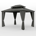 Hardtop Gazebo Built for Year-Round Use, Heavy Duty Aluminum Frame, 12x14 Double Layer Roof, Curtains