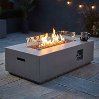 50000 BTU Coating Steel Propane Fire Pit Table in Gray Rectangular Modern Outdoor Gas Fire Table with Tank Holder — Studio Shot