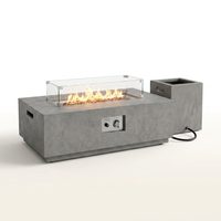 50000 BTU Coating Steel Propane Fire Pit Table in Gray Rectangular Modern Outdoor Gas Fire Table with Tank Holder — Studio Shot