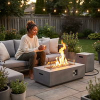 50000 BTU Coating Steel Propane Fire Pit Table in Gray Rectangular Modern Outdoor Gas Fire Table with Tank Holder — Lifestyle