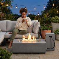 50000 BTU Coating Steel Propane Fire Pit Table in Gray Rectangular Modern Outdoor Gas Fire Table with Tank Holder — Lifestyle