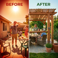 Ashland 10 Ft. X 14 Ft. All Cedar Wood Outdoor Pergola Shade Structure with Bar and Electric — Before & After