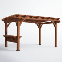 Ashland 10 Ft. X 14 Ft. All Cedar Wood Outdoor Pergola Shade Structure with Bar and Electric — Studio Shot