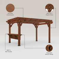 Ashland 10 Ft. X 14 Ft. All Cedar Wood Outdoor Pergola Shade Structure with Bar and Electric — infographic