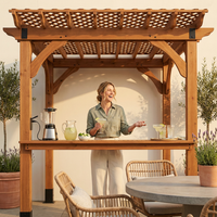 Ashland 10 Ft. X 14 Ft. All Cedar Wood Outdoor Pergola Shade Structure with Bar and Electric — Lifestyle