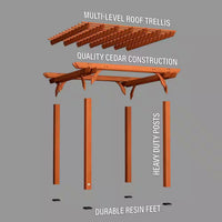 Outdoor Cedar Pergola Built for Natural Shade, 10ft x 10ft Traditional Design, 100% Cedar Construction