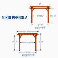 Outdoor Cedar Pergola Built for Natural Shade, 10ft x 10ft Traditional Design, 100% Cedar Construction