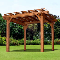 Outdoor Cedar Pergola Built for Natural Shade, 10ft x 10ft Traditional Design, 100% Cedar Construction