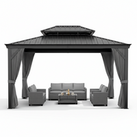 Hardtop Gazebo Built for Year-Round Use, Heavy Duty Aluminum Frame, 12x14 Double Layer Roof, Curtains